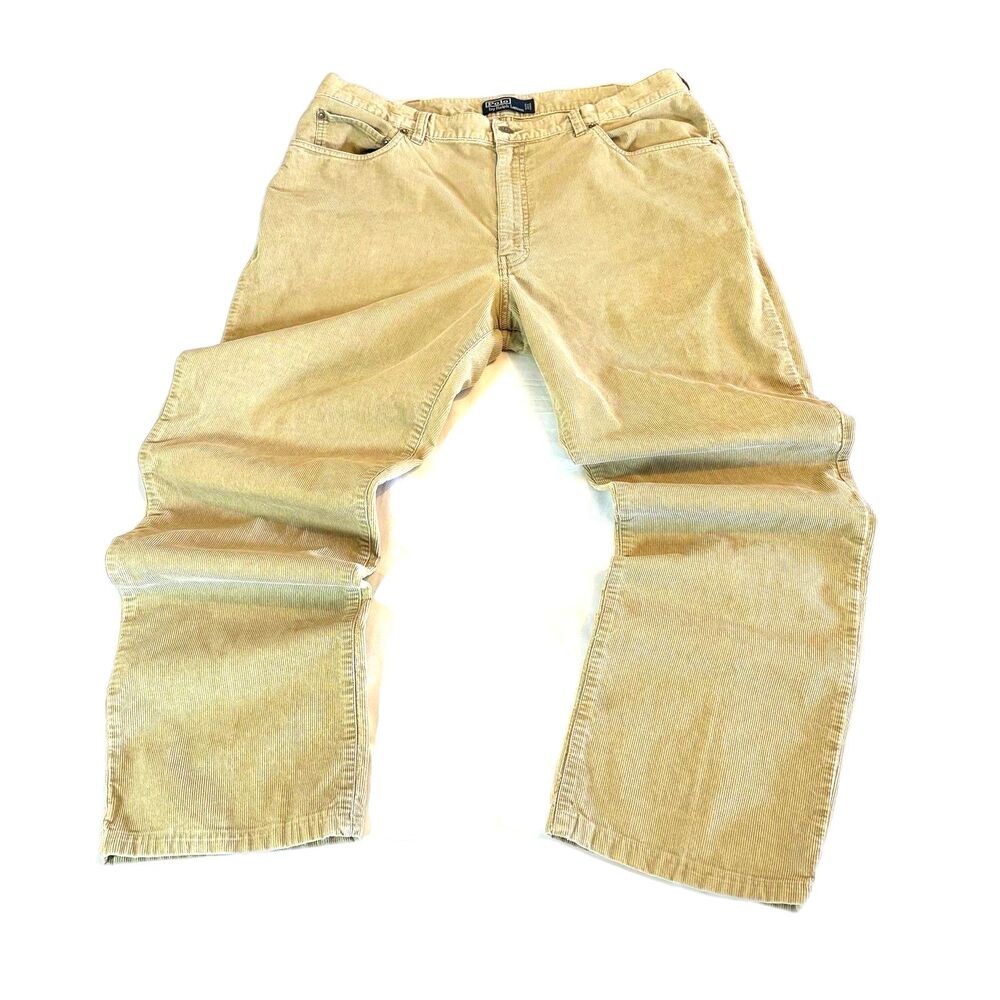 Vintage Polo Ralph Lauren Men’s Khaki Corduroy Pants Wide Leg 100% Cotton 38x32